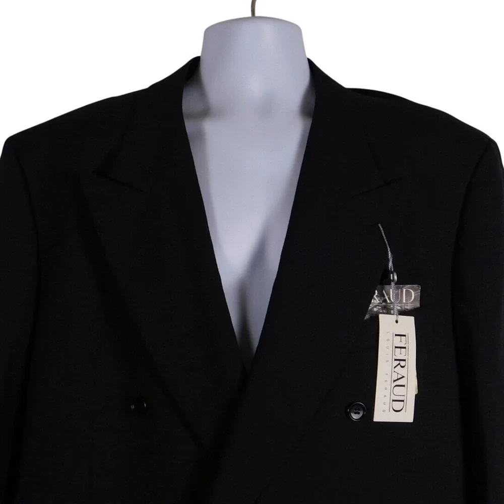 FERAUD Paris Double Breasted‎ Wool Blend Suit Jacket Blazer Dark Gray Sz 44 D31